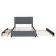 preview thumbnail 14 of 16, Full Size Upholstered Platform Bed with 2 Drawers and 1 Twin Size Trundle, Classic Headboard Design