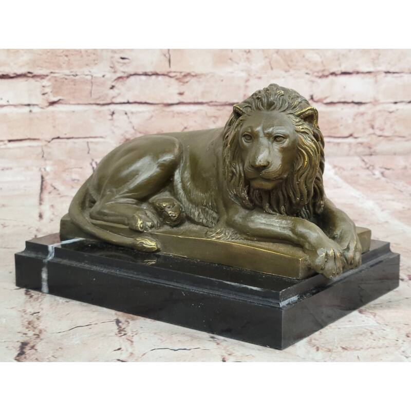 Reclining Lion Bronze Sculpture - Majestic Wildlife Symbol Art