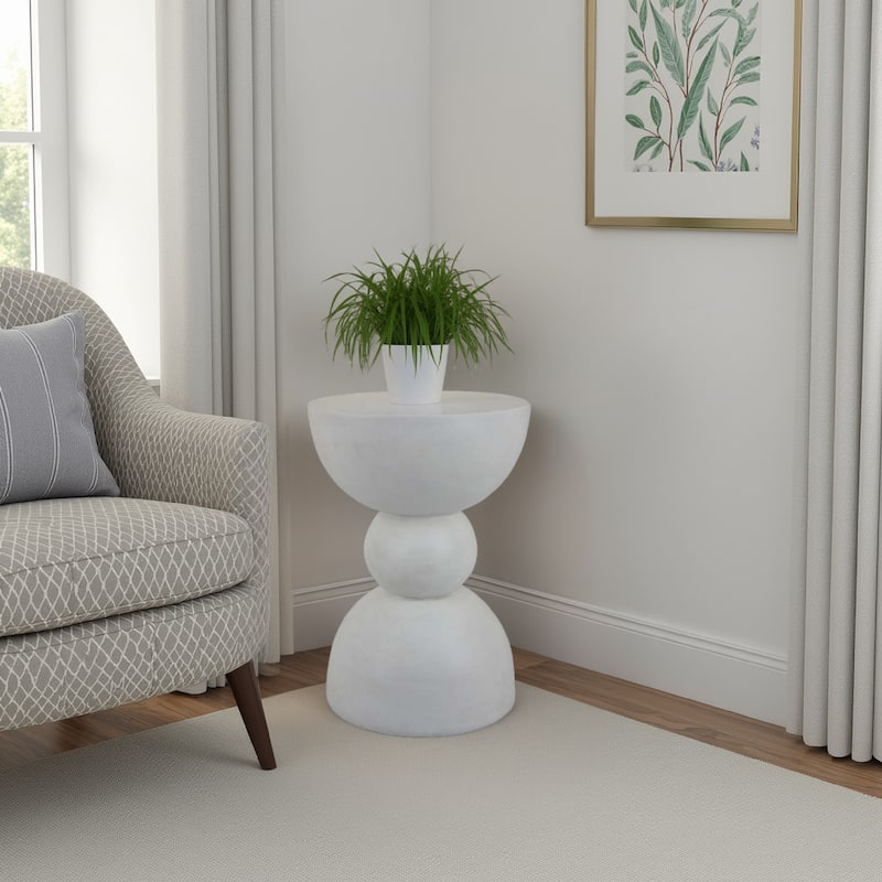 Accent Plant Stand table, 20 Inch Hourglass Design Classic White Resin