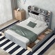 preview thumbnail 18 of 31, Queen Size Storage Platform Bed 4 Drawers Concise Design Wood Slat Support with Upholstered Headboard and Multi-Shelves Grey - Queen