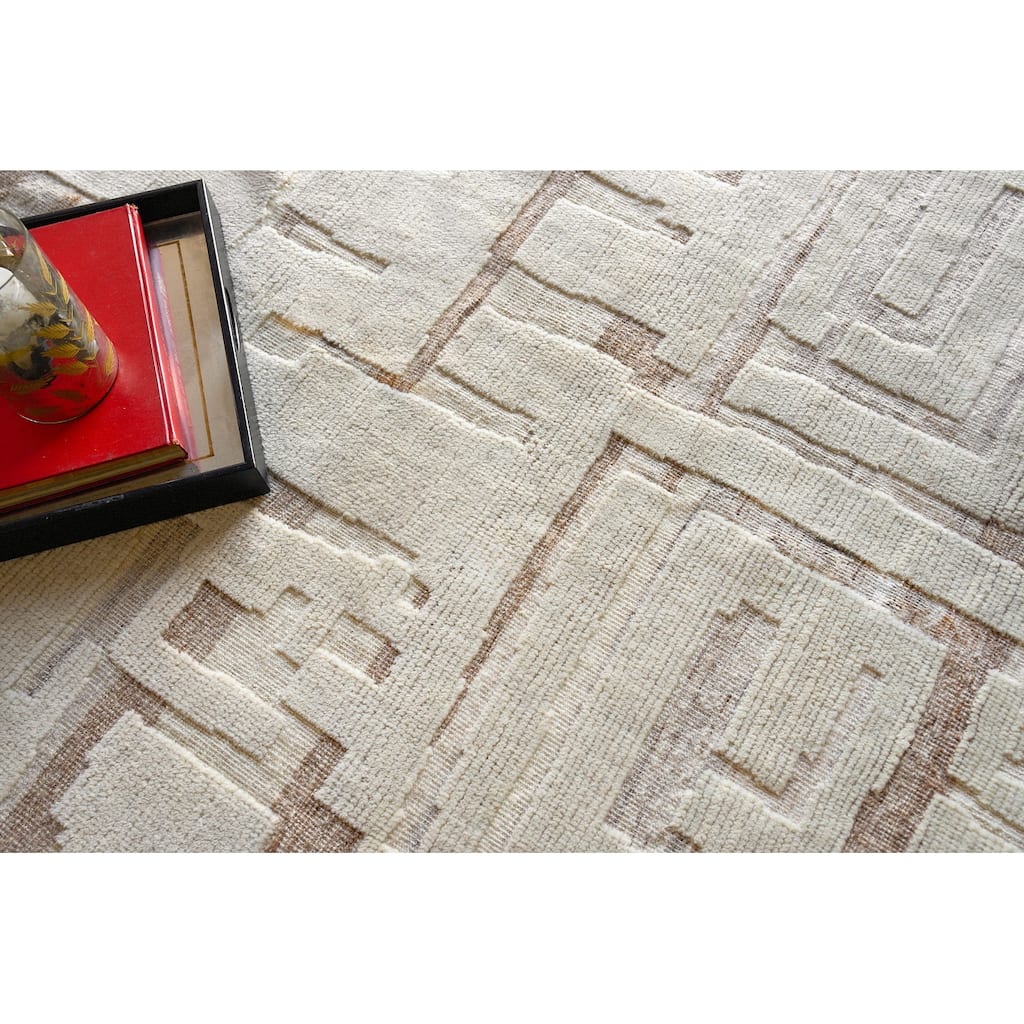 Exquisite Rugs Calexico Handmade Handwoven New Zealand Wool Ivory/Beige Area Rug