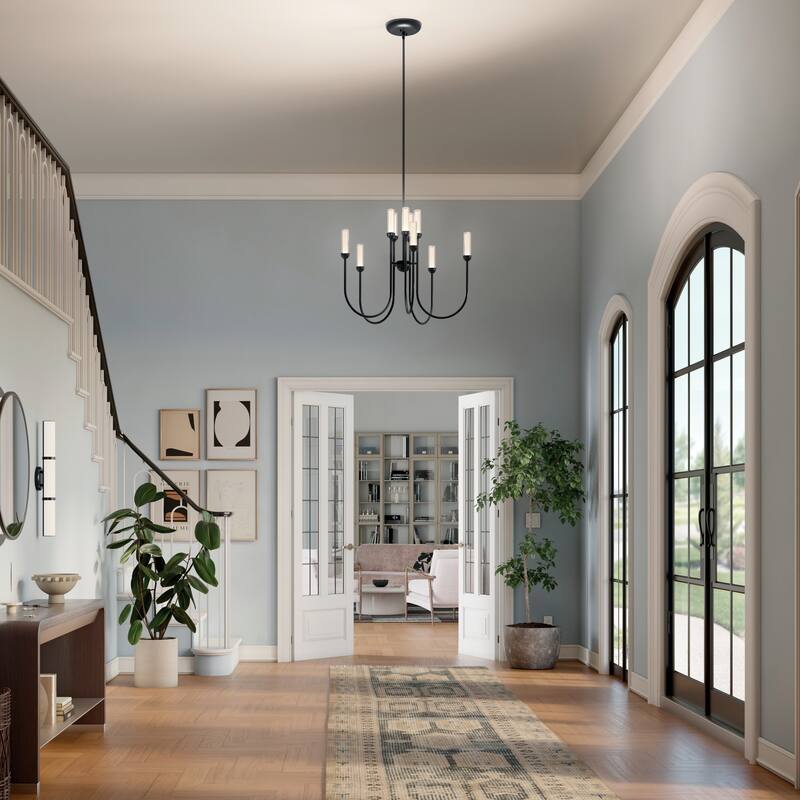 Moraine 30 Inch LED 10 Light 2-Tier Chandelier in Black