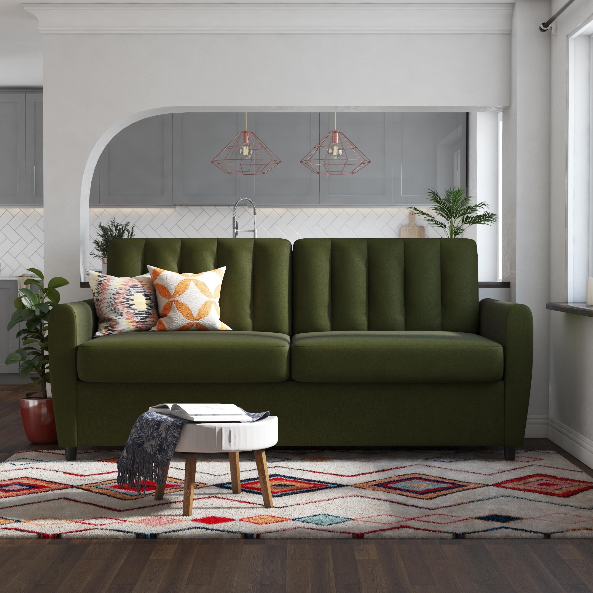 Novogratz brittany sleeper sofa with memory foam mattress top