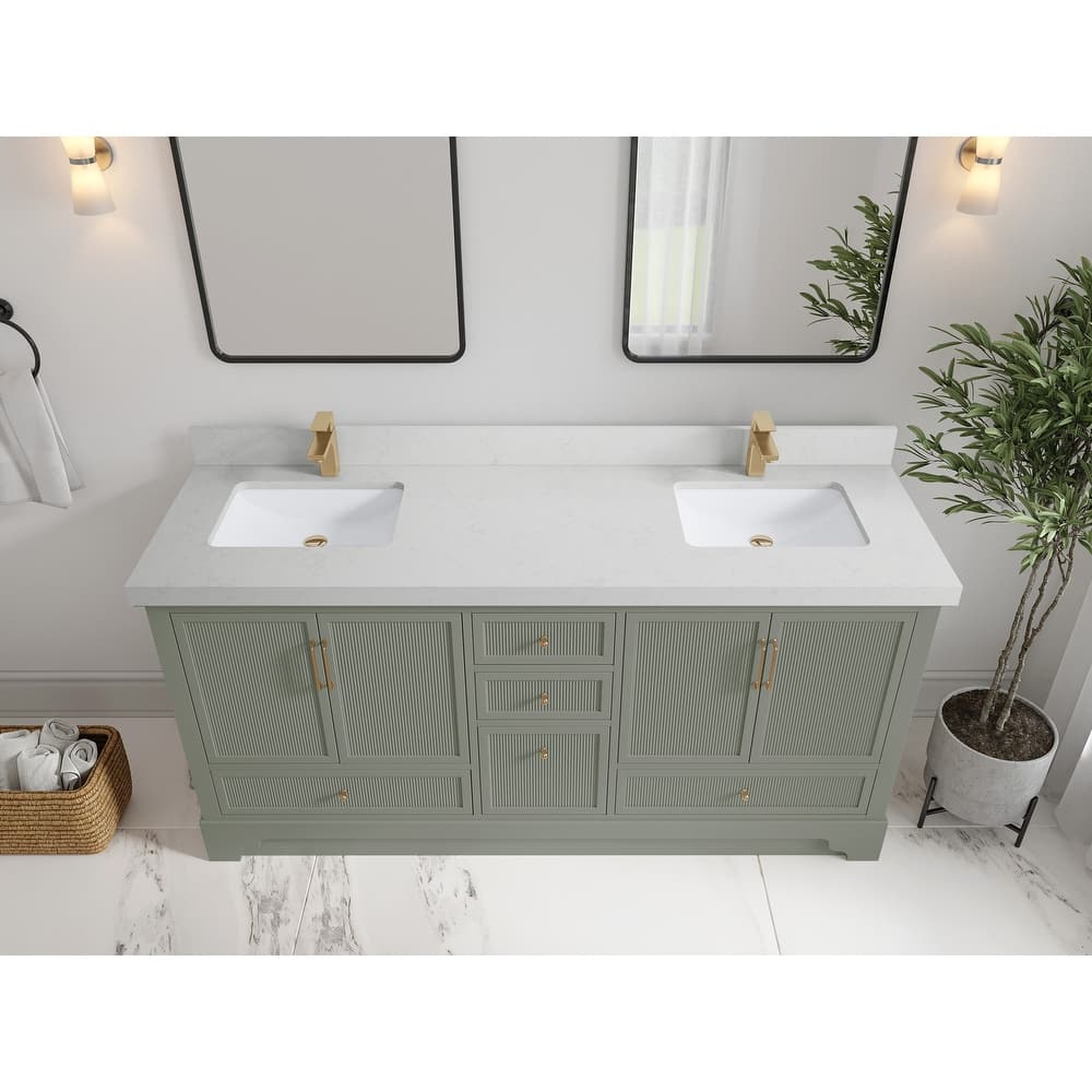 Willow Collections 72 x 22 Alys Double Bowl Sink Bathroom Vanity with Countertop