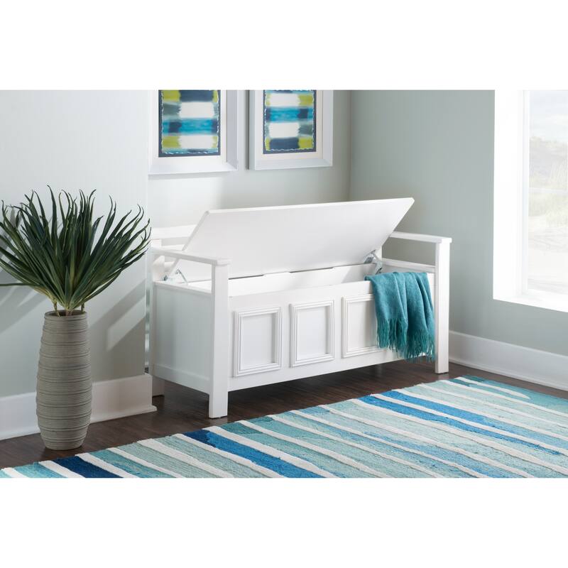 Slatted Back Storage Bench - 46" - White