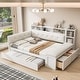 preview thumbnail 16 of 24, GDFStudio - Modern Wooden Full Size Daybed with Trundle, Bench Storage and Charging Station