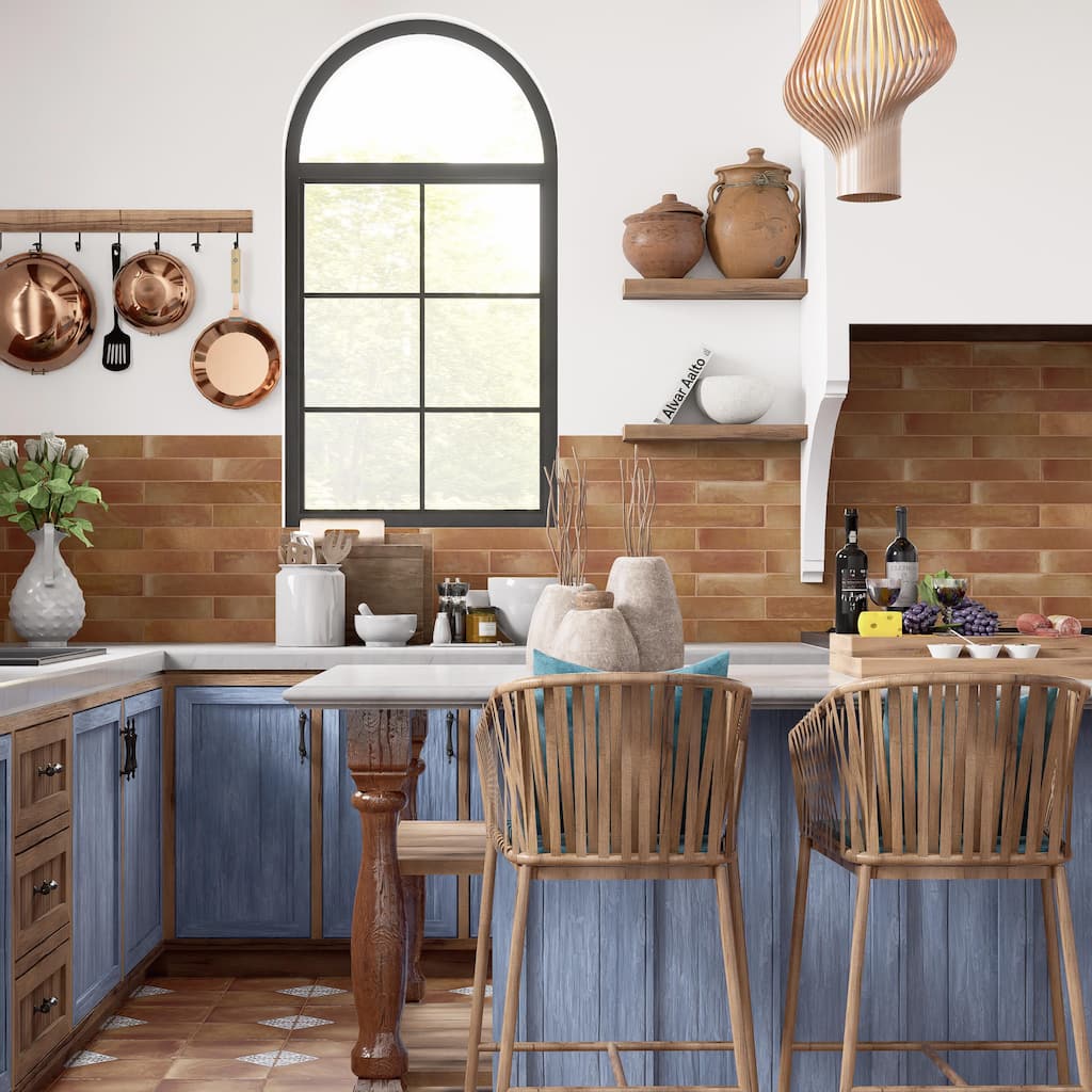 Merola Tile Sentier Brique des Ocres 2-3/8" x 14-1/2" Porcelain Floor and Wall Tile