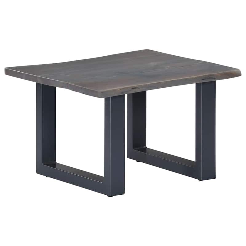 vidaXL Coffee Table Grey Solid Acacia Wood, Powder-Coated Iron 23.6 in - 23.6"x23.6"x15.7" (L x W x H)