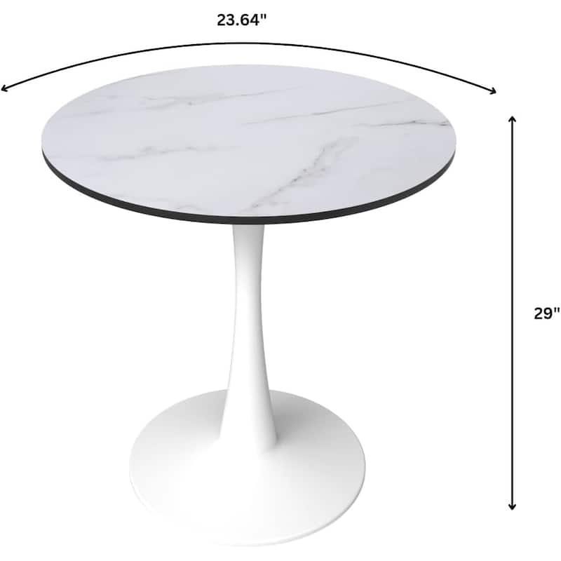 Bristol 24" Round Dining Table, Modern Pedestal Base Kitchen Table - Sintered Stone/MDF Top for Kitchen & Small Spaces