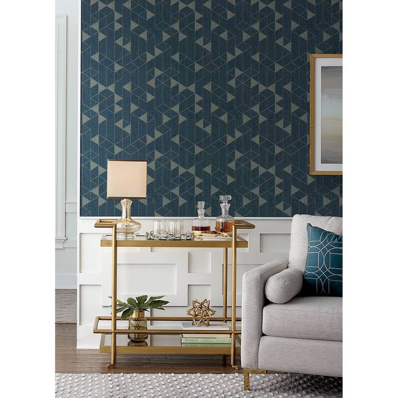 Scott Living Fairbank Navy Linen Geometric Wallpaper