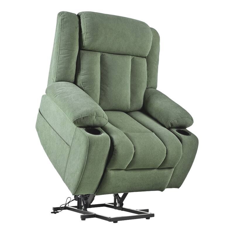 Power Lift Recliner Chair,Fabric Lift Chairs w/Extended Footrest,Theater Seating with 2 Cup Holders,Side Pockets,Remote Control
