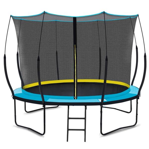 slide 2 of 17, Fun Recreational Trampoline with Net And Sturdy Design Blue 10 FT