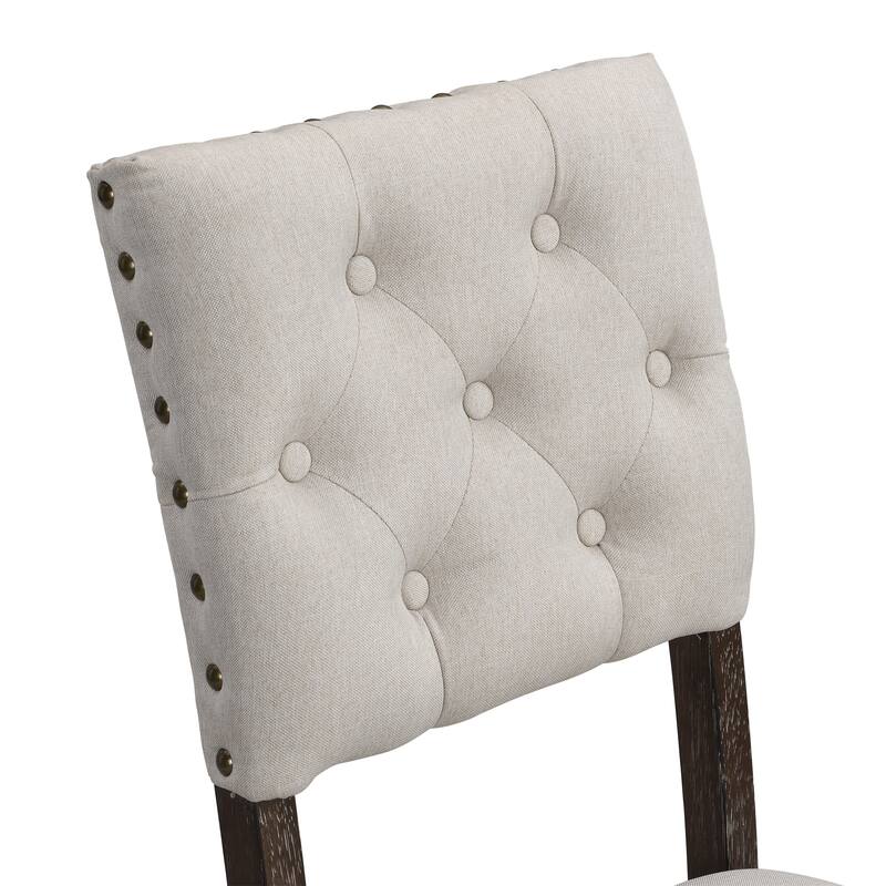 Modern Tufted Back Upholstered Fabric Dining Chair Set of 2