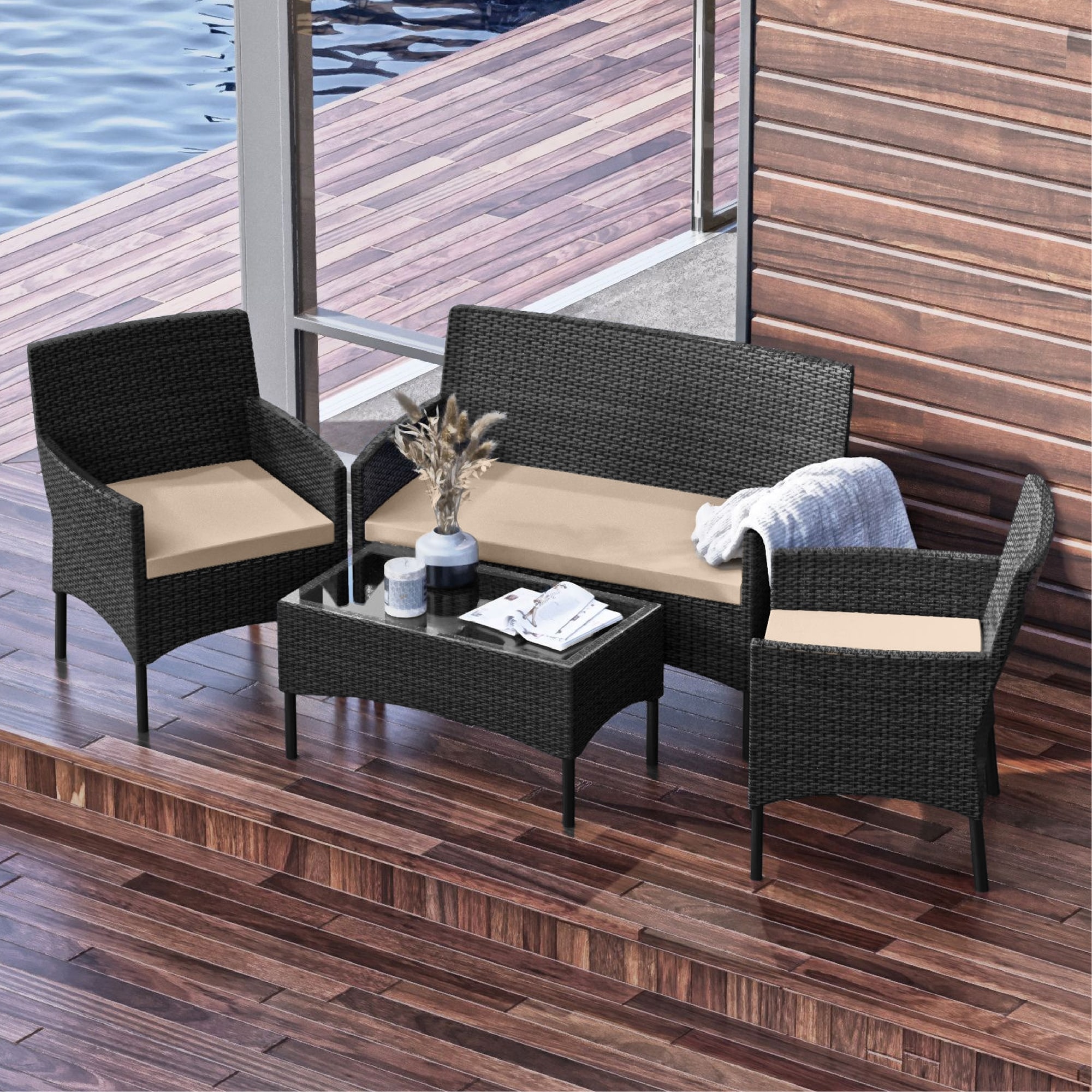 4 piece wicker sales patio furniture