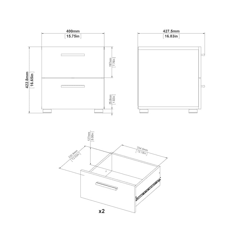 Porch & Den Angus Foiled 2-drawer Nightstand