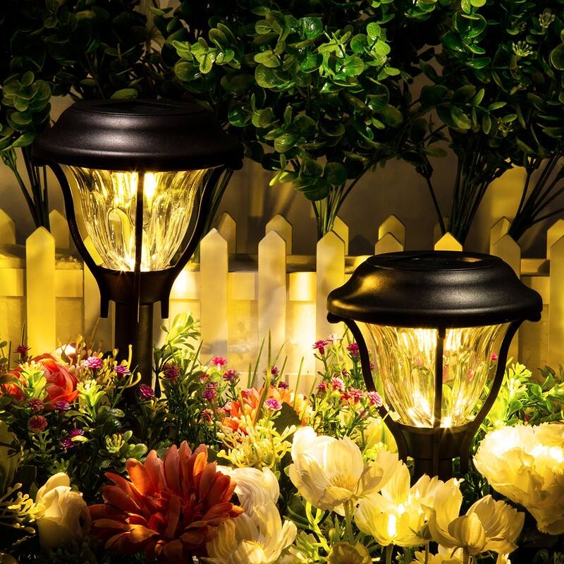 Soltoostar 6-pack Black Solar Pathway LED Lights with Waterproof