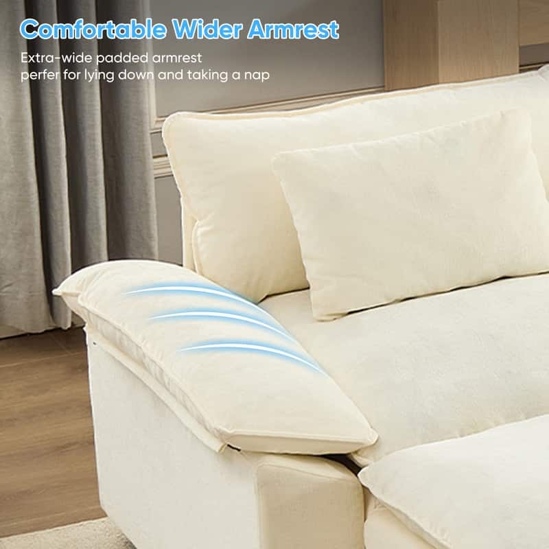 Modern 156''Oversized U-Shaped Modular Sectional Sofa with 2 Ottomans,6-Seat Cloud Couch,Chenille Sofa Sleeper Deep Seat Couches