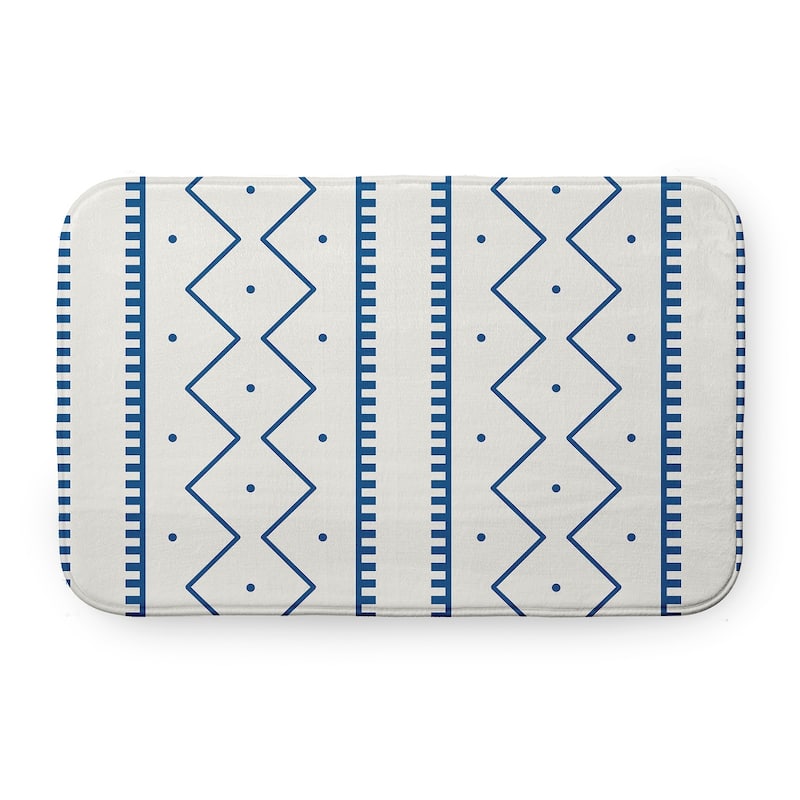 Mudcloth Bathmat - 34" x 21" - Dark Cobalt Blue