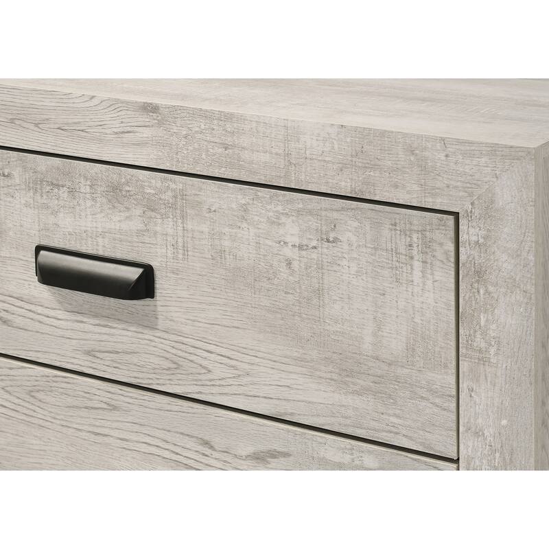 Transitional Whitewashed 4-Drawer Tall Chest with Metal Hardware