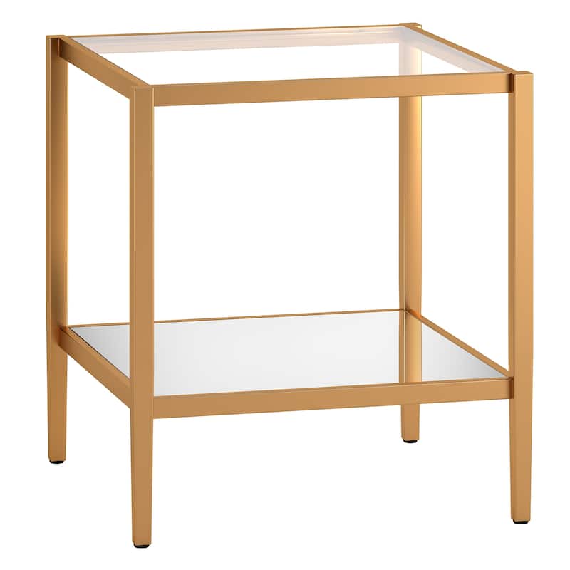 Hera 20" Wide Square Side Table with Mirror Shelf - 20" Wide