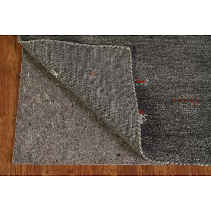 Hand Knotted Oriental 100% Wool Carpet Tribal Tribal Greys & Charcoal Gabbeh Area Rug - 4' 11'' X 3' 1''