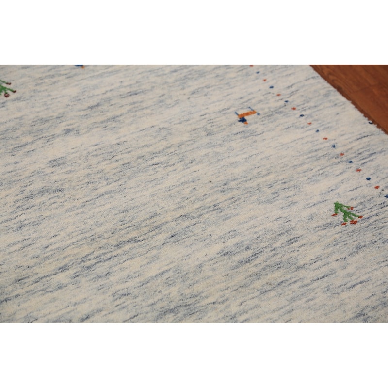 Tribal Gabbeh Oriental Rug Hand-Knotted Wool Carpet - 3'11"x 5'10"