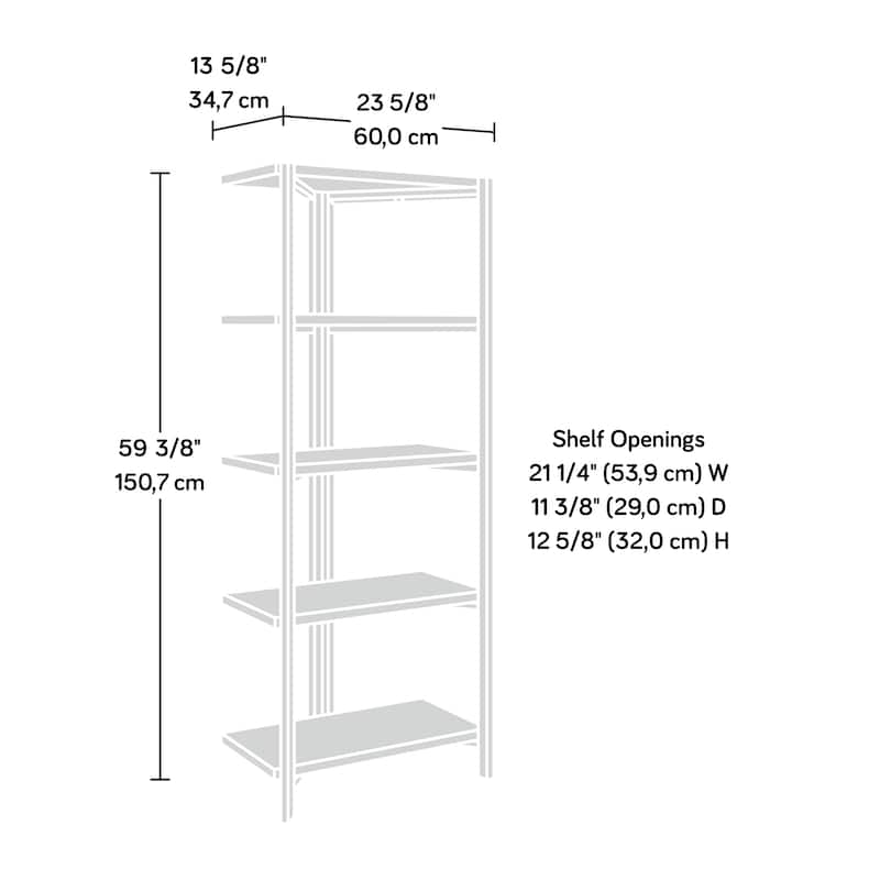 Wood Bookcase with Thick Shelves, Brown - 23.43" W x 13.66" D x 59.33" H