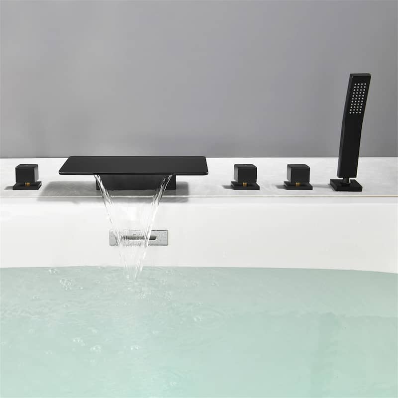 Deck Mount Waterfall Tub Faucet With Handheld Shower Brass Roman Bathtub Faucet Modern Tub Filler With Hnad Sprayer