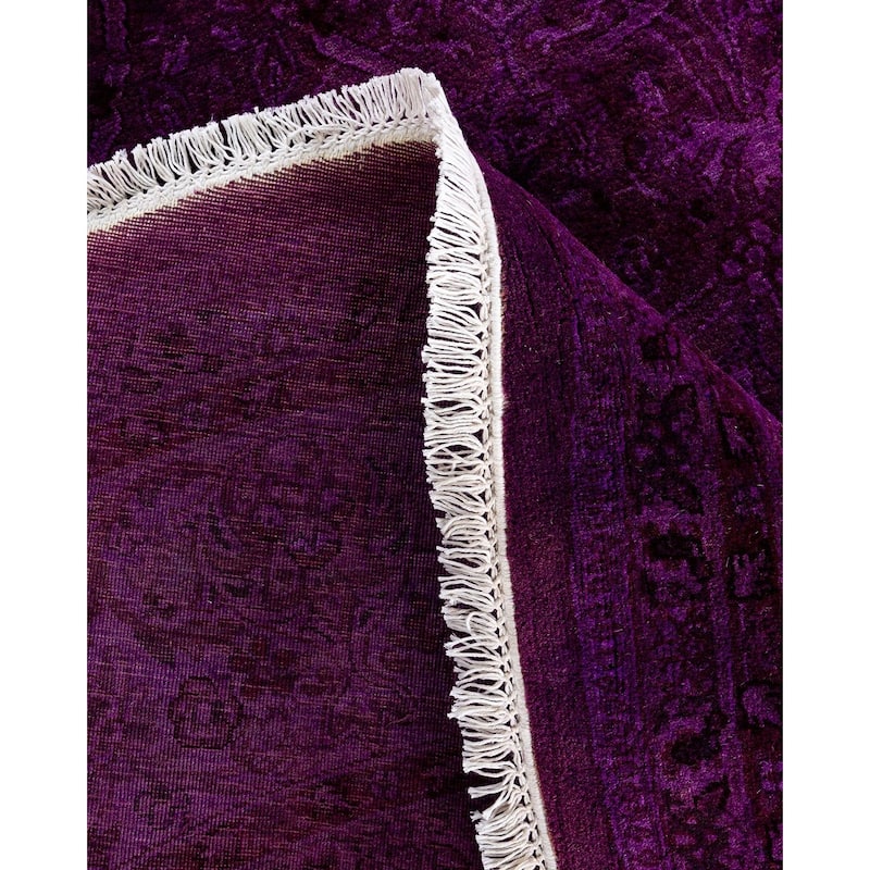 Contemporary Overdyed Wool Hand Knotted Round Area Rug - 6' 1" x 6' 1"