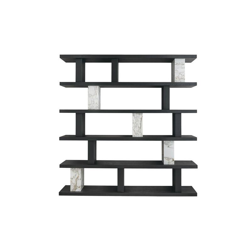 HomeRoots 71" Black And White Wood And Faux Marble Five Tier Geometric Bookcase