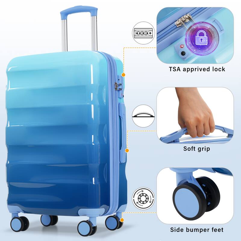 Stylish Luggage 3 Piece Set with Expandable Storage, Spinner Wheels and Combination Lock, for Travel