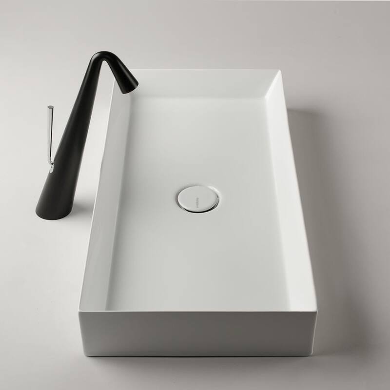 WS Bath Collections Track 27-3/5" Ceramic Vessel Bathroom Sink - Gloss White