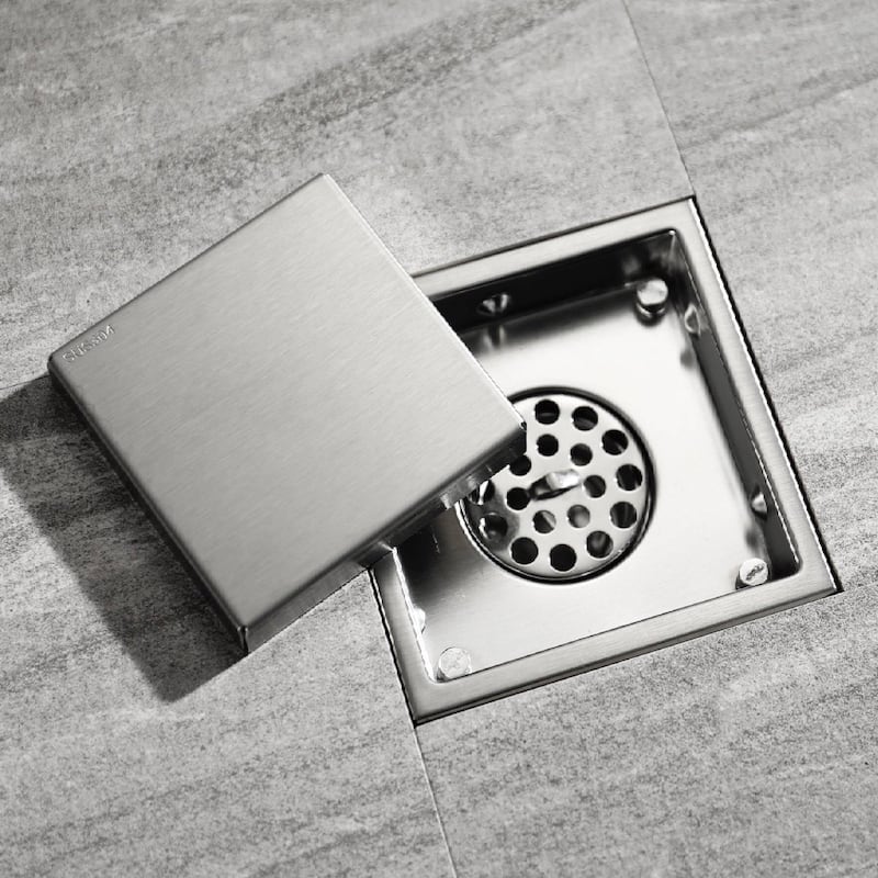 brushed nickel 6 inch stainless material shower drain with ABS base - 6 x 6