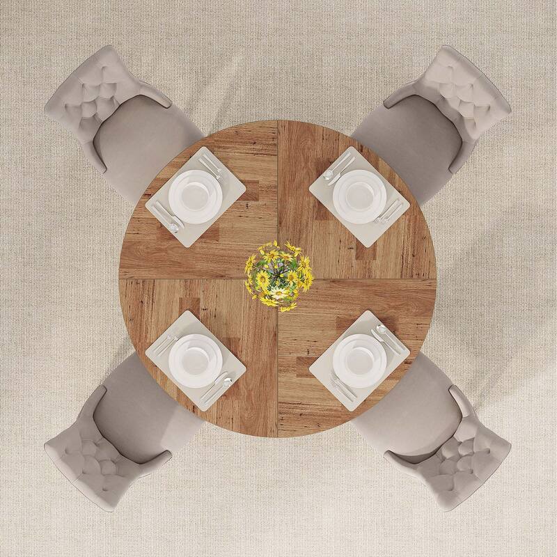 47" Round Wood Dining Table 4-Seater Farmhouse with Wooden Tabletop Cross Base for Dining Room/Kitchen