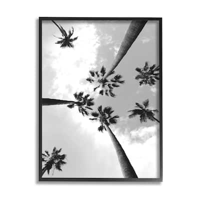 Stupell Black and White Sky Through Palm Trees Framed Wall Art