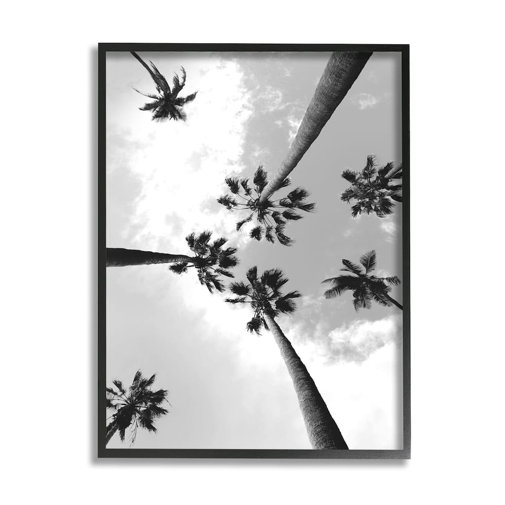 Stupell Black and White Sky Through Palm Trees Framed Wall Art