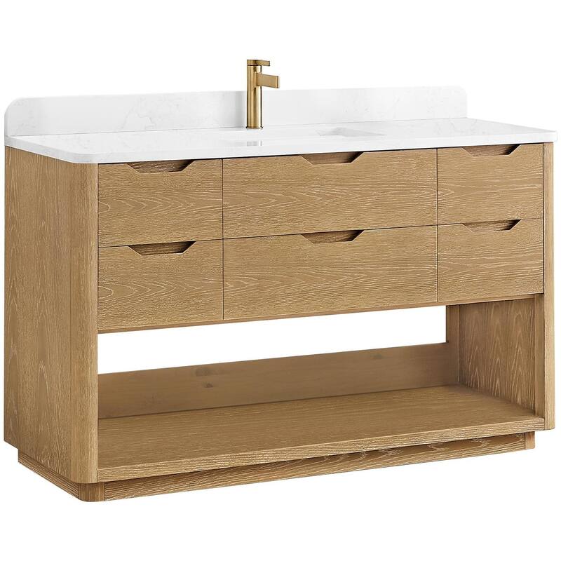 Miseno MV-HARB55-GW Harbin 54" Free Standing Single Basin Vanity Set - Washed Ash Grey - Ash Finish