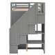 preview thumbnail 17 of 34, Stylish & Simple Functional Loft Bed with 3 Shelves, 2 Wardrobes and 2 Drawers, Ladder with Storage, No Box Spring Needed, Gray