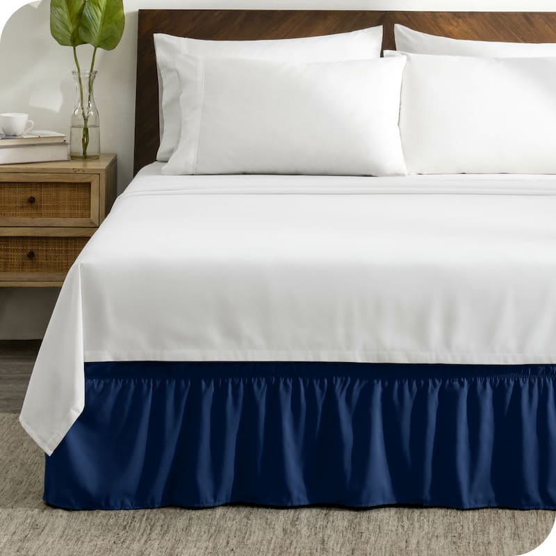 Bare Home Adjustable Wrap Around Bed Skirt - Queen - Dark Blue