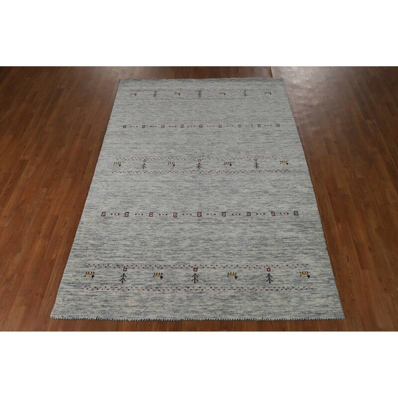 Tribal Gabbeh Oriental Area Rug Handmade Modern Wool Carpet - 5'5" x 7'10"