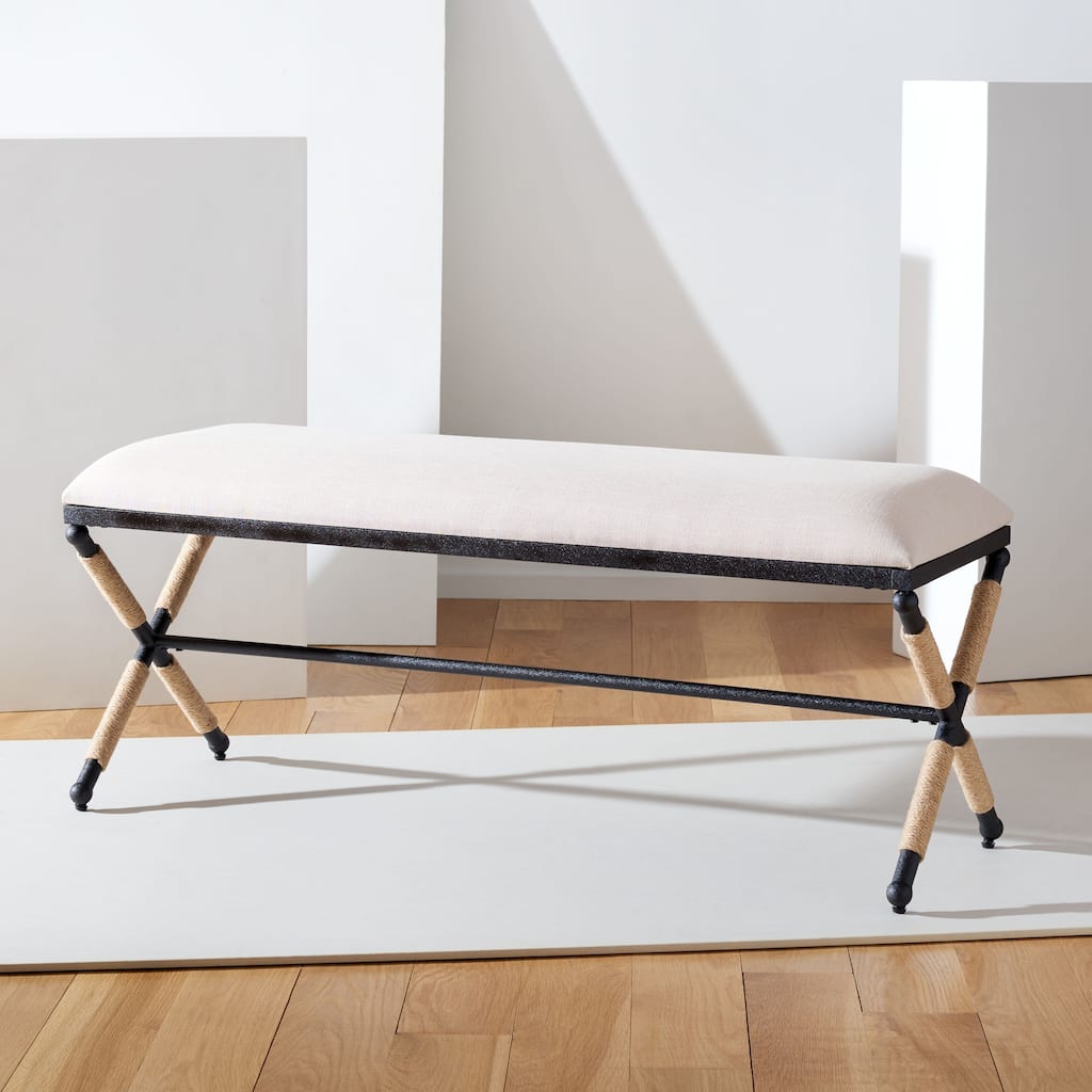SAFAVIEH Couture Candelaria Hemp Wrapped Bench - 47.8 In W x 16 In D x 20.3 In H - 48Wx16Dx20H