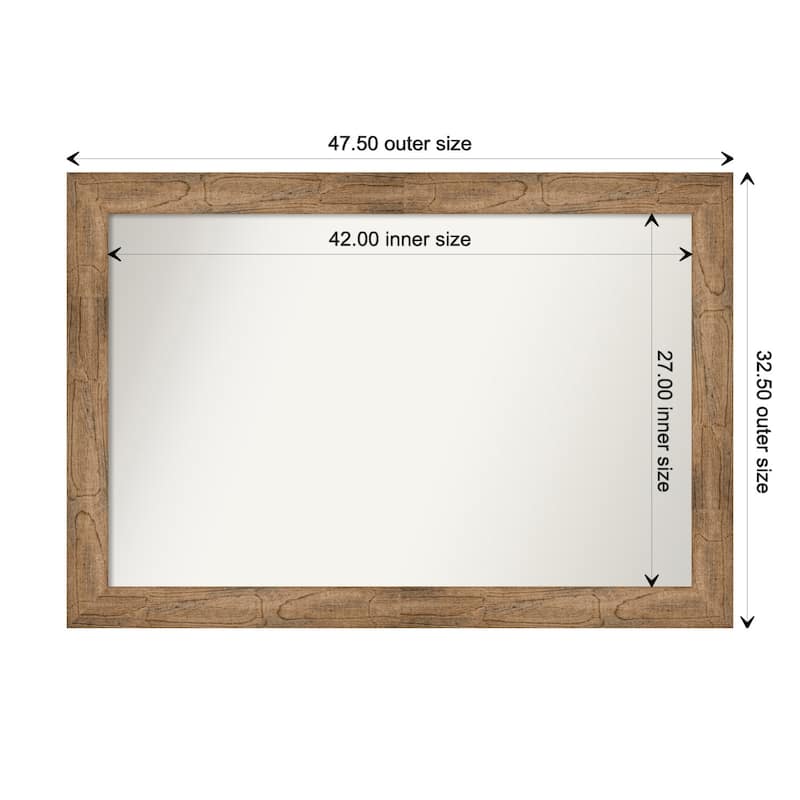 Owl Brown Framed Non-Beveled Custom Wall Mirror, Bathroom Vanity Mirror - Outer Size: 47.5 x 32.5