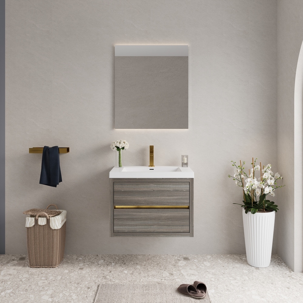 Wall-Mounted Bathroom Vanity with Stone Resin Top