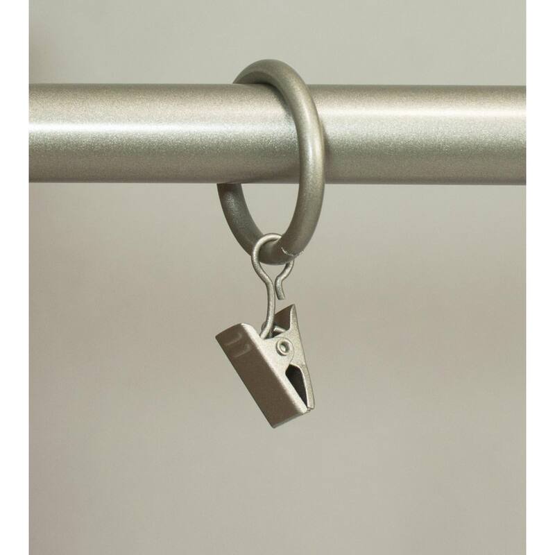 Metal Curtain Drapery Rings with Clips, 8 Pk, 1-inch Inner Diameter, Fits up to 3/4 Inch Rod