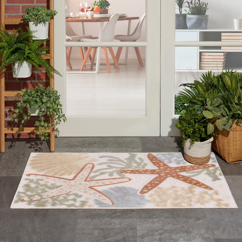 Nourison Aloha Coastal Starfish Indoor/Outdoor Area Rug