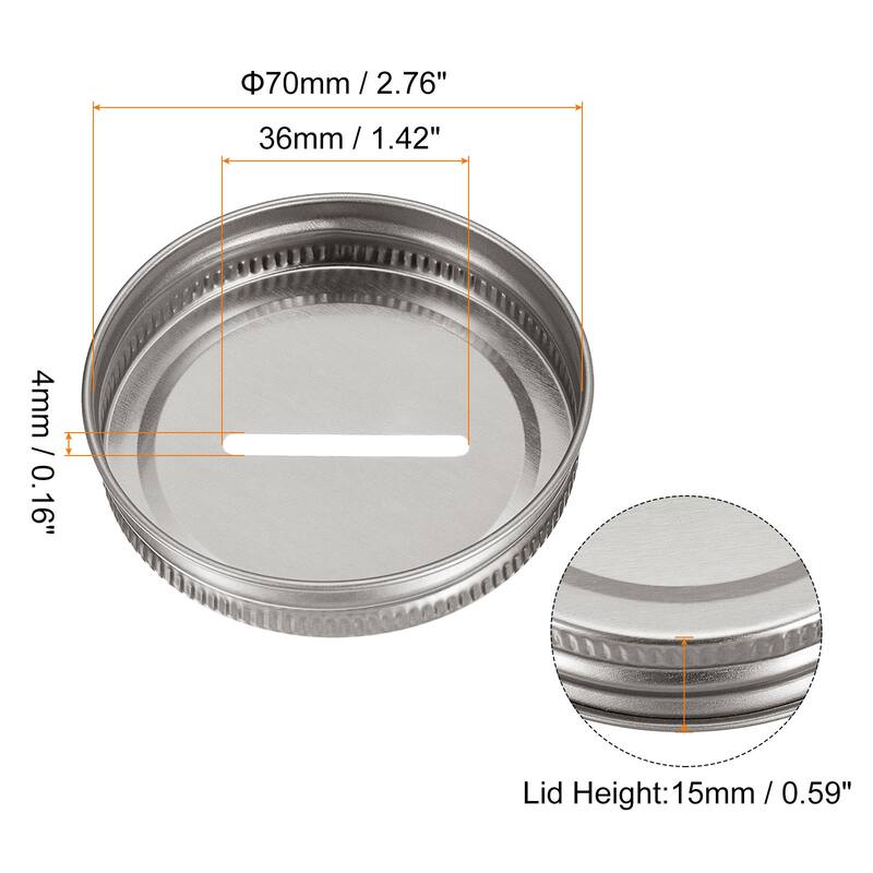 70mm/2.76" Coin Slot Bank Lid Inserts for Mason Jar Canning Cap, 15Pcs