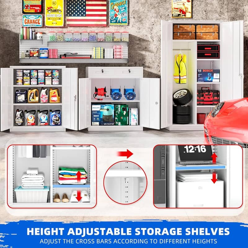 72" Lockable Metal Wardrobe Armoire Closest Storage Cabinet with Adjustable Shelves and Hanging Rod