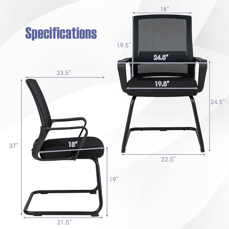 Gymax Office Mesh Chair Set of 8 Upholstered Guest Conference Chair