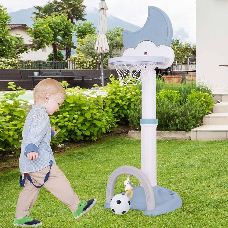 4 in 1 Height Adjustable Toddler Basketball Hoop Multi-use Game Center