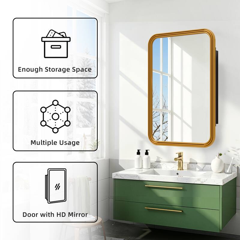 Dovelina Medicine Cabinet Wall-Mounted Cabinet with Magnetic Doors - 35.4*23.6